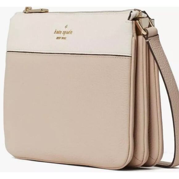 NWT KATE SPADE Leila Colorblock Triple Gusset Crossbody Pebbled Leather NWT $279 - Picture 2 of 14